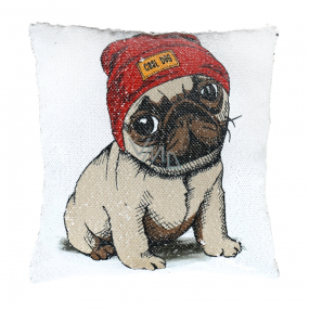 Albi Pillow with sequins Pug 37 x 37 x 10 cm