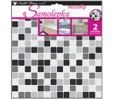 Wall sticker plastic mosaic, imitation tiles, gray-black 2 sheets 25.5 x 25.5 cm