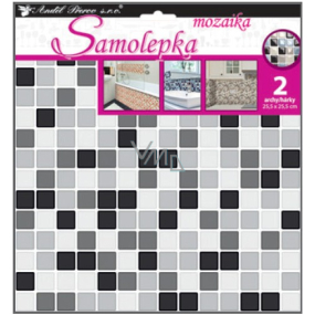 Wall sticker plastic mosaic, imitation tiles, gray-black 2 sheets 25.5 x 25.5 cm
