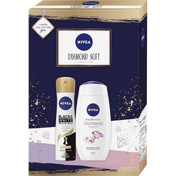 Nivea Diamond Soft antiperspirant deodorant spray 150 ml + shower gel 250 ml, cosmetic set for women