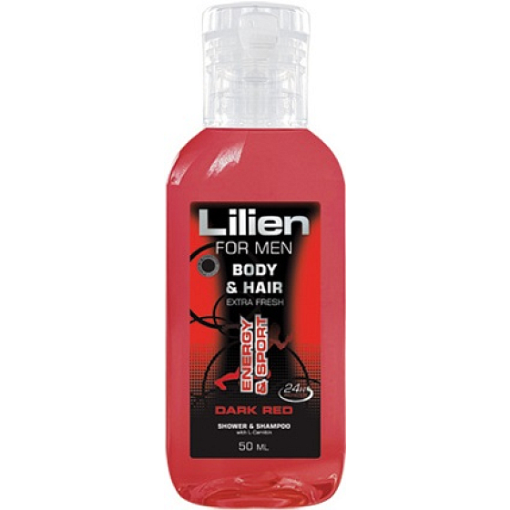Lilien For Men Dark Red shower gel for body and hair for men 50 ml travel pack