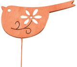 Wooden bird orange 8 cm + wire, 1 piece