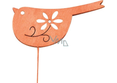 Wooden bird orange 8 cm + wire, 1 piece