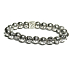 Lava silver colour dark plated with royal mantra Om, bracelet elastic natural stone, bead 8 mm / 16-17 cm, born of the four elements