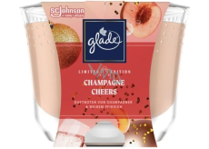 Glade Champagne Cheers with the scent of champagne and fresh peach scented candle in glass, burning time up to 52 hours 224 g