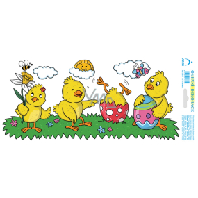 Arch Sticker, window film without adhesive Playful chicks Easter 35 x 16 cm