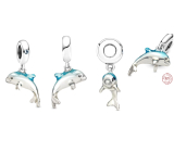 Sterling Silver 925 Sparkling Dolphin, animal bracelet pendant