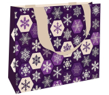 Nekupto Paper gift bag with embossing 23 x 18 cm Christmas snowflakes, purple