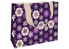 Nekupto Paper gift bag with embossing 23 x 18 cm Christmas snowflakes, purple