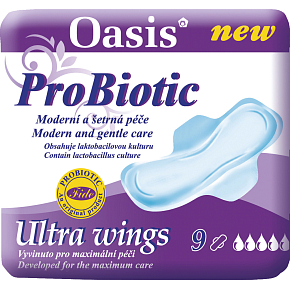 Oasis ProBiotic Ultra Wings women's pads, 9 pcs