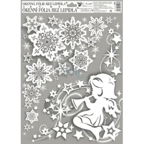 Window foil without glue corner angels with rainbow glitter girl right 42 x 30 cm