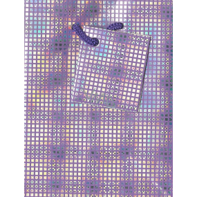 Nekupto Gift paper bag 14 x 11 x 6.5 cm Purple with squares, 087 33 GS