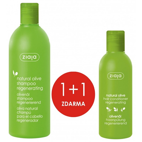 Ziaja Olive Nourishing Shampoo for Hair Regeneration 400 ml + Olive Regenerating Conditioner - Nourishment for Dry Hair 200 ml, duopack