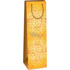 Ditipo Gift paper bag for bottle 12.3 x 7.8 x 36.2 cm brown yellow pattern ST