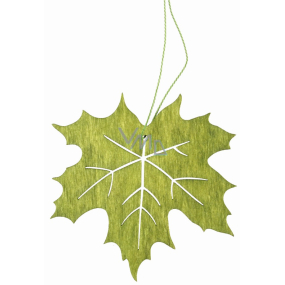 Wooden green leaf for hanging 10 cm