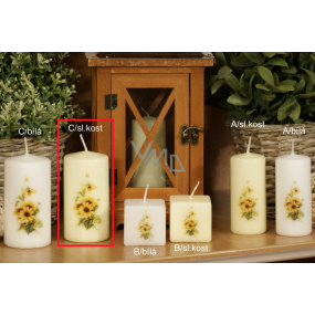 Lima Yellow flower scented ivory candle with decal cylinder 50 x 100 mm 1 piece