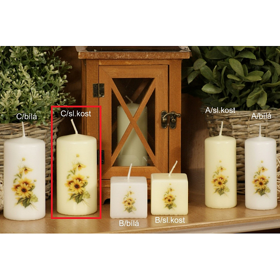 Lima Yellow flower scented ivory candle with decal cylinder 50 x 100 mm 1 piece