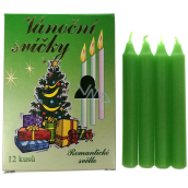 Romantic light Christmas candle box, burning 90 minutes minutes, green 12 pieces