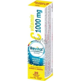 Revital Vitamin C Mango and Pineapple dietary supplement for normal immune system function 1000 mg 20 effervescent tablets