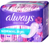 Always Dailies Singles To Go Normal Fresh Scent brief intimate insoles 20 pieces