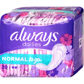 Always Dailies Singles To Go Normal Fresh Scent panty liners 20 pieces