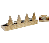 Emocio Candle holder with trees wood, metal for 4 candles 50 x 18 cm