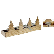 Emocio Candle holder with trees wood, metal for 4 candles 50 x 18 cm
