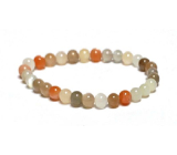 Moonstone mix color bracelet elastic natural stone, ball 6 mm / 16 - 17 cm, stone of destiny