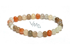 Moonstone mix color bracelet elastic natural stone, ball 6 mm / 16 - 17 cm, stone of destiny