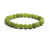 Jade Olive bracelet elastic natural stone, ball 6 mm / 16 - 17 cm