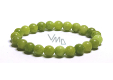 Jade Olive bracelet elastic natural stone, ball 6 mm / 16 - 17 cm