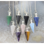 Opalite pendulum synthetic stone 3,5 cm + chain with ball 18 cm, stone of wishes and hope