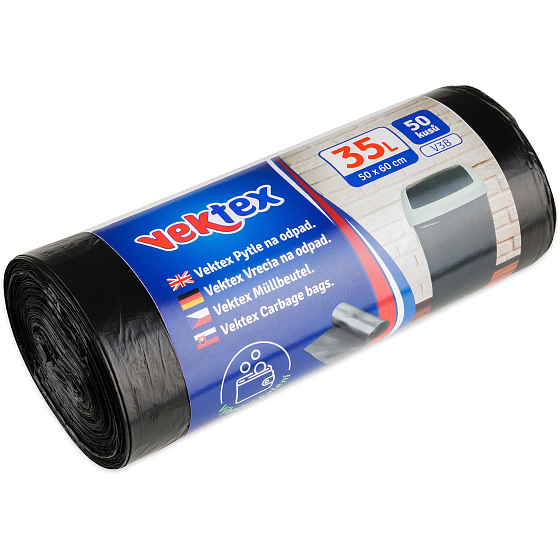 Vektex Waste bags black 6 µ, 35 litres 50 x 60 cm 50 pieces