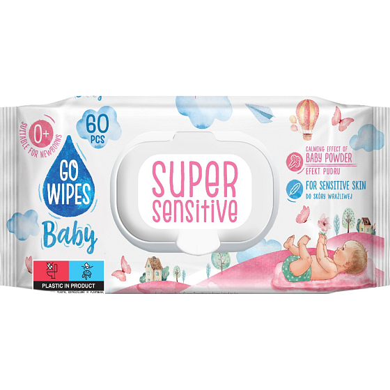 Go Wipes Baby Super Sensitive Baby Wet Wipes, 60 pcs