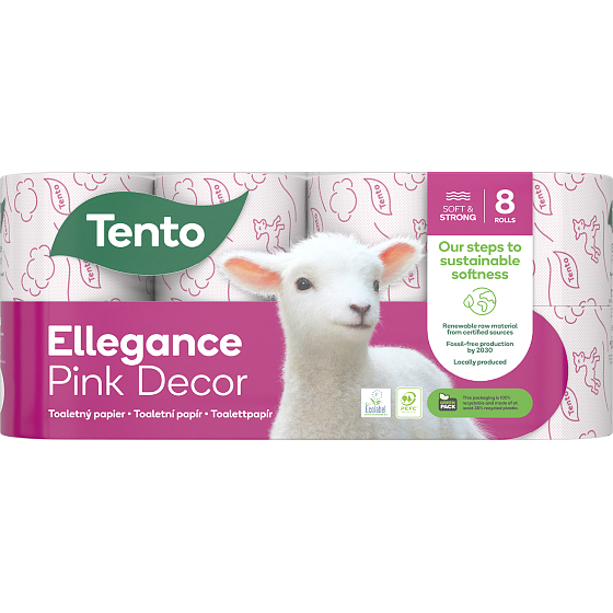 This Ellegance Pink Decor toilet paper 150 sheets 3-ply 8 pieces