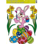 Window foil without glue Easter yellow hare on a pile of Easter eggs 42 x 30 cm