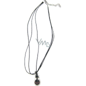 Black leather necklace with silver pendant 45 cm