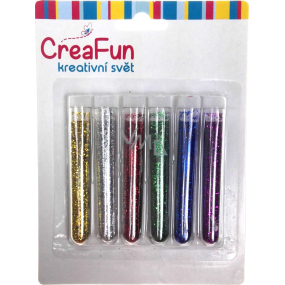 CreaFun Decorative glitter colored long tubes set of 6 x 3 g