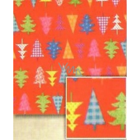 Nekupto Gift wrapping paper 70 x 500 cm Christmas Red, colored trees