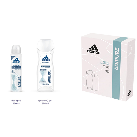 Adidas Adipure deodorant spray 150 ml + shower gel 250 ml, cosmetic set for women
