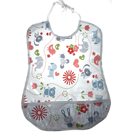 Plastic Nova Bib children's washable white animal border
