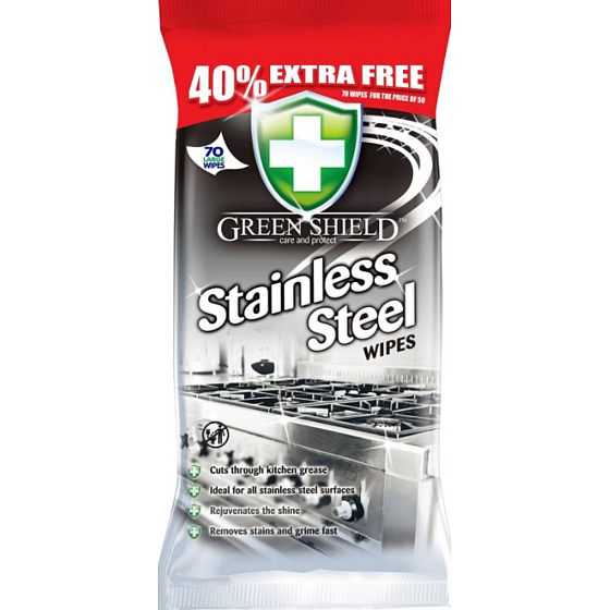 Green Shield Stainless Steel Cleaning Wipes 70 pieces