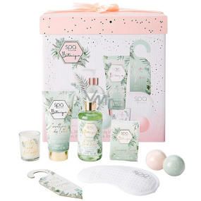 Sunkissed Home Spa Beauty Botanique shower gel 300 ml + body lotion 200 ml + bath ball 2 x 50 g + soap 50 g + scented candle 65 g + door tag + eye mask, cosmetic set for women