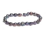 Pearl black bracelet elastic natural stone, 7 - 8 mm / 16 - 17 cm, symbol of femininity, brings admiration