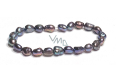 Black pearl elastic bracelet natural, 7 - 8 mm / 16 - 17 cm, symbol of femininity, brings admiration