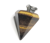 Tiger Eye Sideric Pendulum natural stone hand cut 2,2 cm, stone of the sun and earth, brings luck and wealth