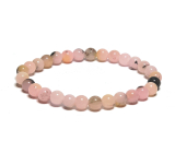 Opal pink bracelet elastic natural stone, ball 6 mm / 16-17 cm, stone of queen, attraction, female intuition and beauty