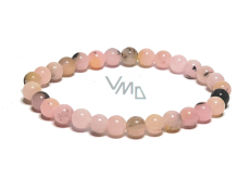 Opal pink bracelet elastic natural stone, ball 6 mm / 16-17 cm, stone of queen, attraction, female intuition and beauty