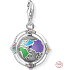 Charm Sterling silver 925 Pivot globe, lobster clasp travel bracelet pendant