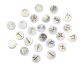 Clear Quartz Circular Rune Alphabet Natural Stone, 16 - 19 mm 25 pieces
